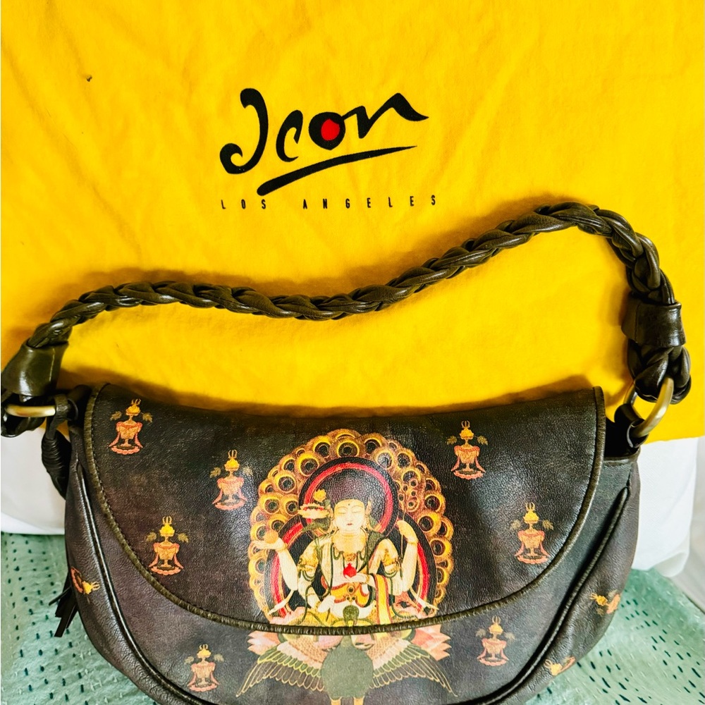 Fabulous ICON Los Angeles, Buddah purse w/ dust bag Snazzy Zen, Boho, Ca. Style - Picture 9 of 12